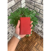 Guard Kırmızı Hakiki Deri Pasaport Kılıfı Erkek / Kadın P5249 Kırmızı