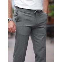 Rahat Şık Kolay Ütülenebilir Slim Fit Kumaş Jogger Pantolon Orta Gri