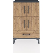 Arges Komodin 4 Raflı Tek Çekmeceli 4 Kapaklı 60x30x96 Antras... Antrasit