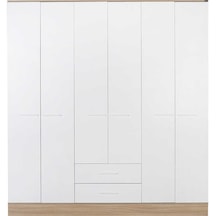 adoremobilya Base 6 Kapılı 2 Çekmeceli Gardırop-Italyan Meşe / Beyaz