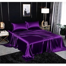 Metin Ev Premium 120 Tel Pamuk Saten Lastiksiz Çarşaf Seti 2 Y Mor