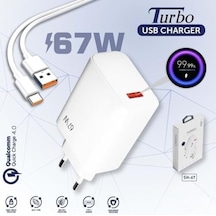 67w Turbo Hızlı Şarj Adaptörü Ve Data Kablosu Beyaz Pda-067 2ın1 Yerli Üretim