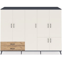 Hyperion Dolap 12 Raflı 2 Çekmeceli 7 Kapaklı 220x44x163 Antrasit-aytaşı/çam Aytası/atlas Çam - Antrasıt