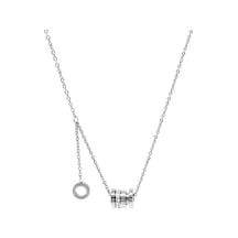Silindir Tasarım Zirkon Taşlı Silver Renk Çelik Kadın Kolye (511240456) Metalik