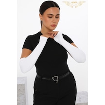 Aldaıyr Pratik Tesettür Parmaklı Kolluk Beyaz
