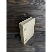 Ham Ahşap Orta Kitap Kutu Bej