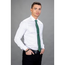 Tudors Slim Fit Dar Kesim Pamuk Saten, Erkek Gömlek-13370 Beyaz