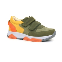 Rakerplus Hakiki Deri Haki Turuncu Sarı Çocuk Sneakers Spor Ayakkabı