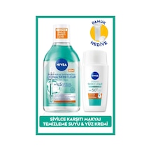 NIVEA Derma Skin Clear Sivilce Karşıtı Güneş Koruyucu Krem SPF50 40 ML + Makyaj Temizleme Suyu + Pamuk