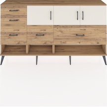 Arges Konsol 3 Raflı 5 Çekmeceli 3 Kapaklı 176x30x99 Çam-aytaşı/çam Aytası/atlas Çam - Atlas Çam