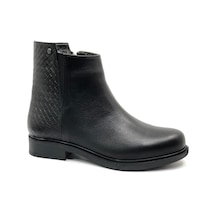 Ayakdaş 3017 Hakiki Deri Kaymaz Taban Düz Bot Kadın Bot Siyah