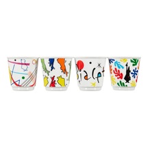 Bialetti - 4'lü Kahve Bardak Seti - Kulpsuz Kahve Shot Bardağı - Bicchierini - Karma Renk - Arte Desen Serisi - Porselen Sku: Smg8690010184238