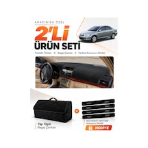 Toyota Avensis Ekranlı T250 2003-2008 Uyumlu Torpido Örtüsü + Tay Tüyü Bagaj Çantası Seti - Siyah