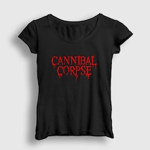 Presmono Kadın Logo Cannibal Corpse T-shirt Siyah