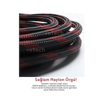 Vetech 1.5 Metre Hdmı Kablo Örgü Sargılı Dayanıklı Full Hd Televizyon/monitör/tv Hdmi Kablosu/uydu Alıcısı Uyumlu Hdmi Kablosu