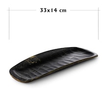 Rölyefli Hibrit Ahşap Köş. Kayık 33x14 Cm 2 Adet Siyah