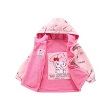 Petityu My Melody Çift Taraflı Giyilebilen Polar İçli Pembe Şirin Kız Çocuk Mont Pembe