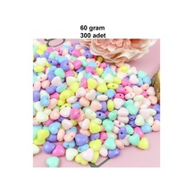 60 Gr 300 Adet Şeker Rengi Akrilik Kalp Boncuklar Renkli Karışık Plastik Pastel Boncuklar Ara Boncuk Kalp Şekilli Kolye Bilezik İçin
