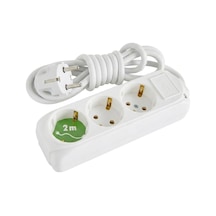 3 Lü Priz 2 Metre Topraklı 3500w Çoklu Uzatma Prizi Ce Tse Belgeli Almera Tüm Elektronik Cihazlarla Uyumlu