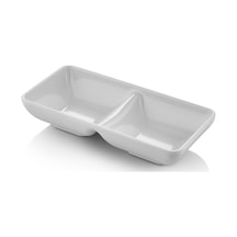 6 Adet Melamin 2 Bölmeli Sosluk Ve Çerezlik - 18x9 Cm - Bulaşık Makinesinde Yıkanabilir - Beyaz