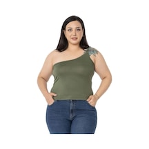 Disentis Büyük Beden Tek Omuz Dekolteli Viskon Haki Body-haki Haki