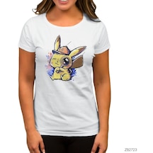 Pikachu Detective Beyaz Kadın Tişört