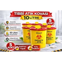 Tıbbi Atık Kovası 10 Litre 5 Adet Kapaklı Tıbbi Atık Kutusu Enfekte Atık Kovası Seti Belirtilmemiş