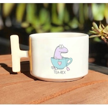 Tea-rex Baskılı Beyaz T Kulp Kupa Bardak