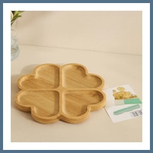 Buradabulabilirsin Bambu Yuvarlak 4 Bölmeli Sunum Tepsisi 21x1.4 Cm 36'lı Paket Bbz