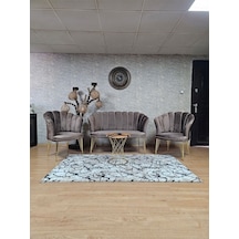 Zafir Gold Kaplama Tel Ayak Papatya Çay Seti Koltuk Takımı , Balkon, Salon, Ofis, Cafe Koltuk Takımı Kahverengi