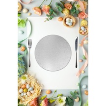 Çap 27gümüş Parıltı Desenli Cam Sunumluk Amerikan Servis Supla