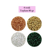 Dökme Cam Kum Boncuk 8/0 3 Mm - 4 Renk - Toplam 80 Gram - Bnc416
