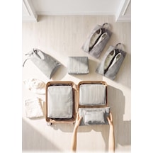 Ocean Home Textile 8'li Gri Balıksırtı Bavul İçi Düzenleyici Set