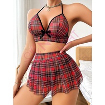 Astrid T Delux Serisi Kırmızı Alışveriş Özel Gün Mini Tül Çekici Fantazi Öğrenci Kostümü Seksi Kostüm
