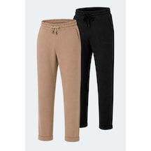 Slazenger Blazeway 2 Li Set Erkek Cepli Slim Fit Eşofman Altı Siyah -taş Gri