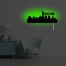 Erva Ledli Dekoratif Metal Aplik Newyork Yeşil Işık