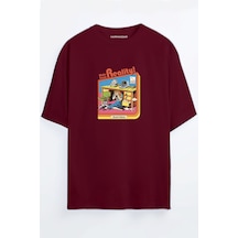 Hide From Reality Siyah - Beyaz Oversize T-shirt Bordo