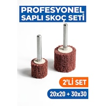 20x20 + 30x30 Mm Saplı Skoç Seti 2 Adet Matkap Ucu Temizleme Ve Parlatma Mopu