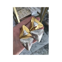 Üçgen Gold&gümüş Küpe Çok Renkli