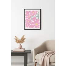 Doğal Ahşap Çerçeveli Retro Çiçek Desenli Tablo - Pastel Tonlar Huhu2780
