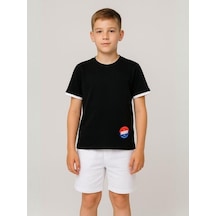 Çocuk Pamuklu Oversize Kalıp T-shirt-16012 SIYAH