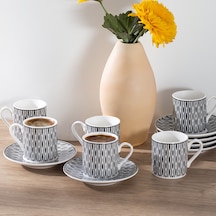 Porsima Perotti Yx03 Desenli 6 Kişilik Porselen Fincan Takımı 90c