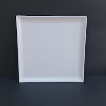 6 Adet Standart Kare Melamin Tatlı & Yemek Servis Tabağı 35 Cm - Beyaz Beyaz
