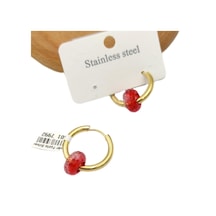 Çelik Kırmızı Büyük Toplu Halka Küpe Kırmızı