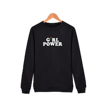 Gırl Power Baskılı Sweatshirt Siyah