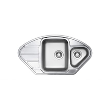 Ukinox Lotus LT915 Modeli 1.5 Gözlü Köşe Paslanmaz Çelik Dekorlu Eviye