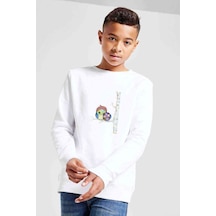 Tshirthane Ağaç Dal Üzerinde Baykuş Owl Moon Baskılı Unisex Çocuk Beyaz Swe
