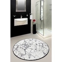 Marble Beyaz Djt Çap 140 Cm Banyo Halısı, Paspas Çok Renkli