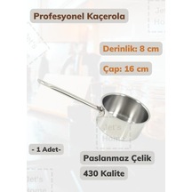 Profesyonel Kaçerola 16 Cm Paslanmaz Çelik 430 Kalite Gri