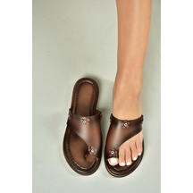 Fox Shoes U390970203 Kahverengi Hakiki Deri Kadın Terlik Kahverengi-hakiki Deri